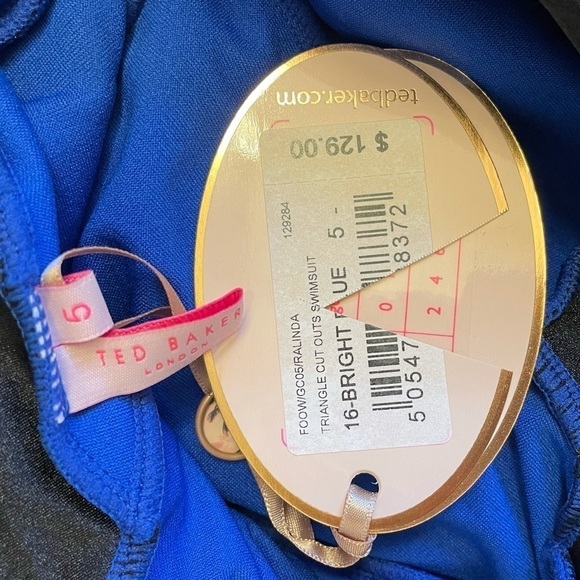 NEW NWT TED BAKER Ralinda halter one piece swimsuit size 12 cobalt blue plunge - Picture 8 of 10